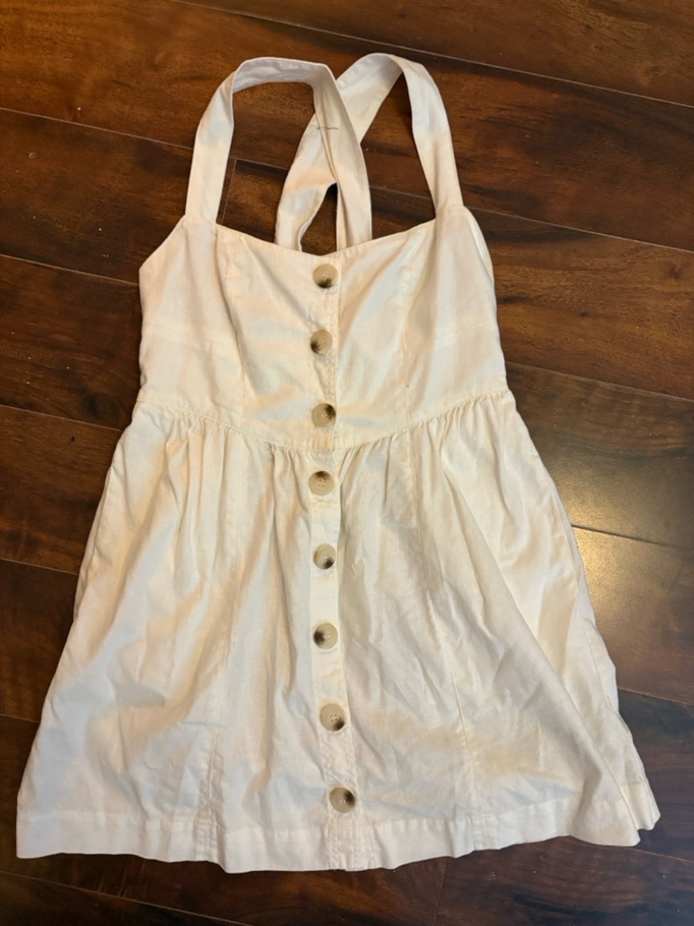 Free People White Linen Button Front Dress Size 8